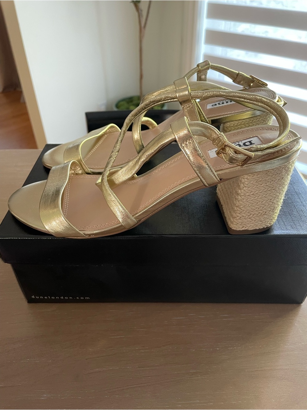 Brand new Dune leather heeled sandals